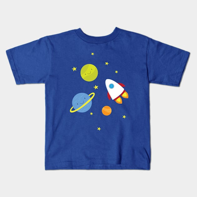 Space ship Kids T-Shirt by Namarqueza